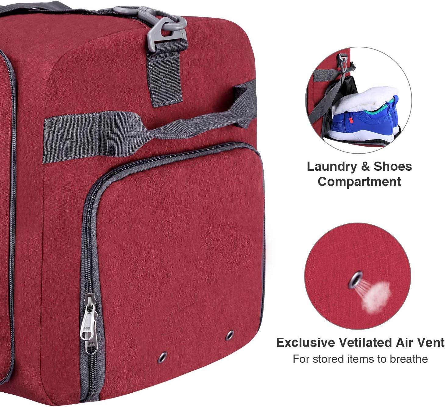 Canway 65L Travel Duffel Bag， Foldable Weekender Bag with Shoes Compartment for Men Women Water-proof & Tear Resistant - Image 3